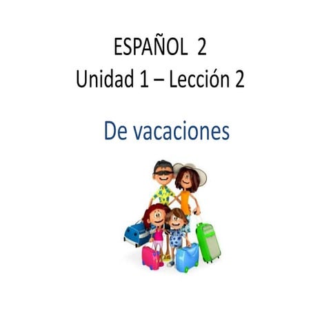 Cuéntame tus vacaciones. Vocabulario de la lección. Español 2