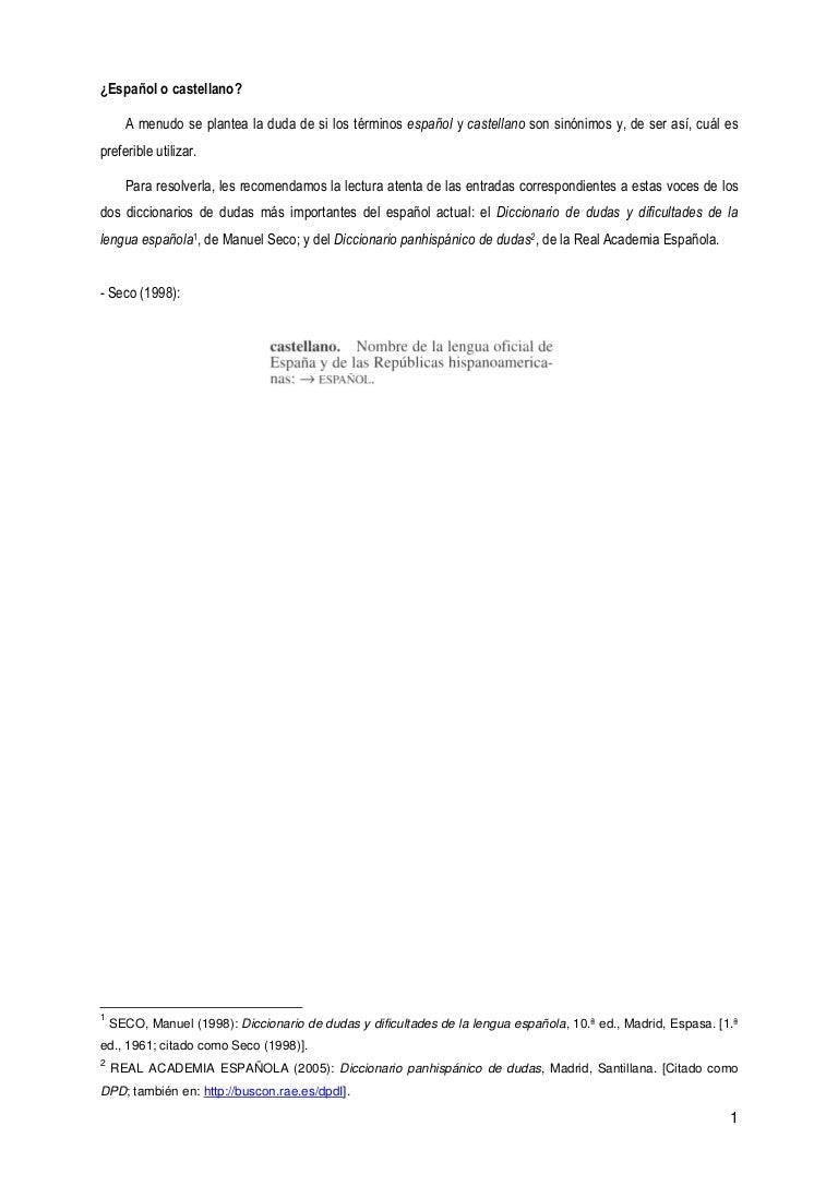 Diferencia Entre Lengua Y Dialecto Rae Español o castellano