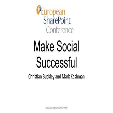 #ESPC14 Keynote -- Make Social Successful
