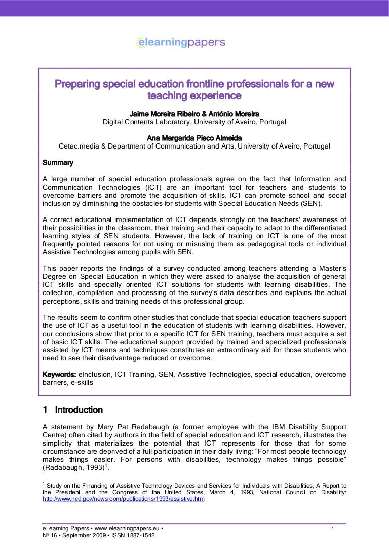 On Special Education How To Use Paper >> Preparing Special Education Frontline Professionals For A New Teachin On Special Education How To Use Paper >> Preparing Special Education Frontline Professionals For A New Teachin