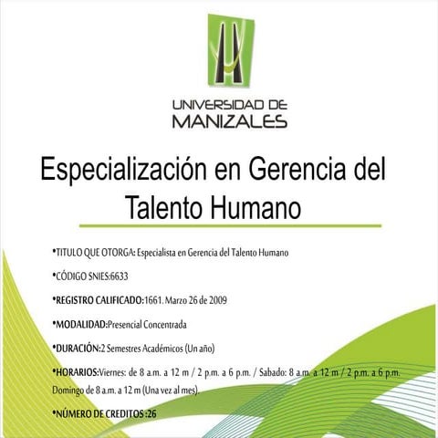 Especialización en gerencia del talento humano