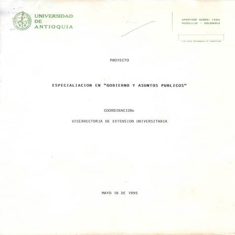 UDEA-Especialización en Gobierno y asuntos publicos.