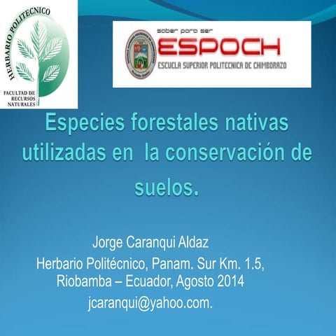 Especies forestales nativas utilizadas en  la conservación de suelos. 