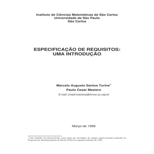 Especificacao de requisitos