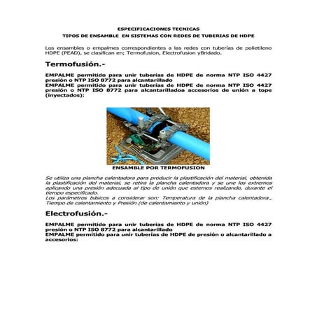 Especificaciones tecnicas empalme hdpe1