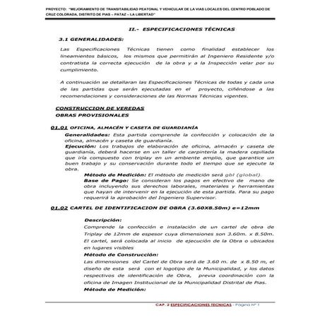 Especificaciones tecnicas pavimentos