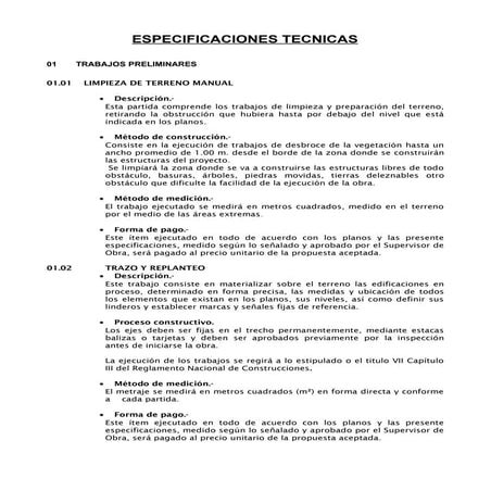Especificaciones tecnicas ss hh y estrado