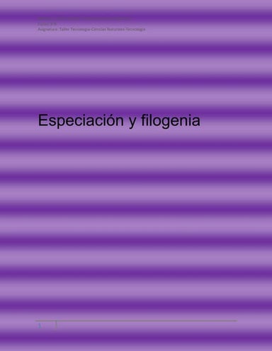 Especion y filogenia