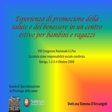 La promozione della salute: un\'esperienza del life skills model