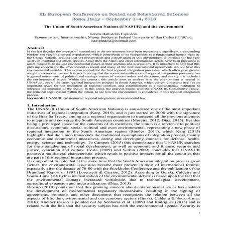 The Union of South American Nations (UNASUR) and the environment