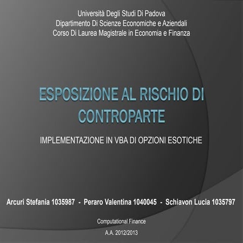 Esposizione al rischio di controparte