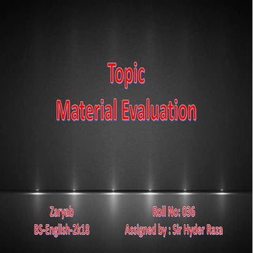 material evaluation IN ESP 