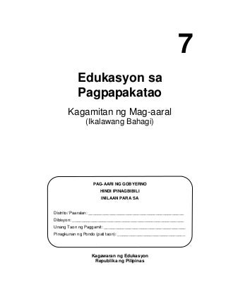 K TO 12 GRADE 7 LEARNING MODULE IN EDUKASYON SA PAGPAPAKATAO (Q3-Q4)