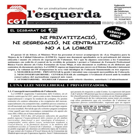 Ni privatització, ni segregació, ni centralització. No a la LOMCE