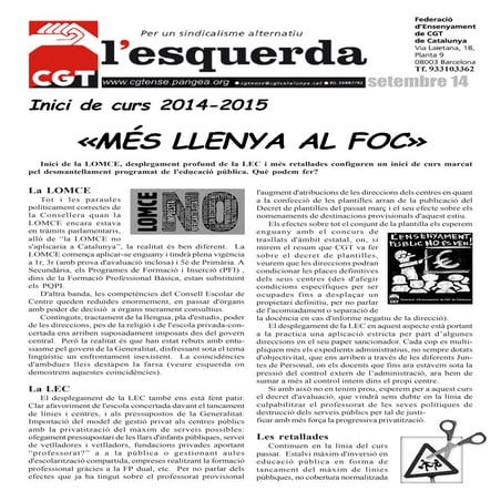  Inici de curs 2014- 2015: "Més llenya al foc!"