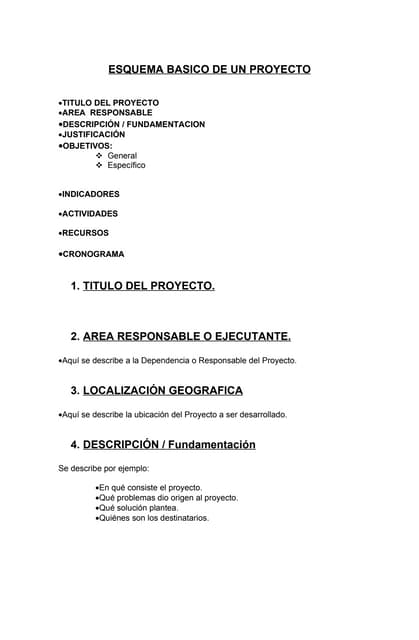 esquema de un proyecto