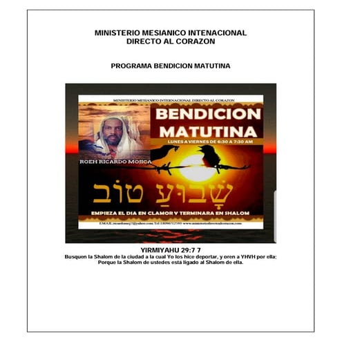 Roeh Ricardo Mojica Esquema corta de bendicion matutina con los salmos