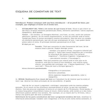 Esquema de comentari de text