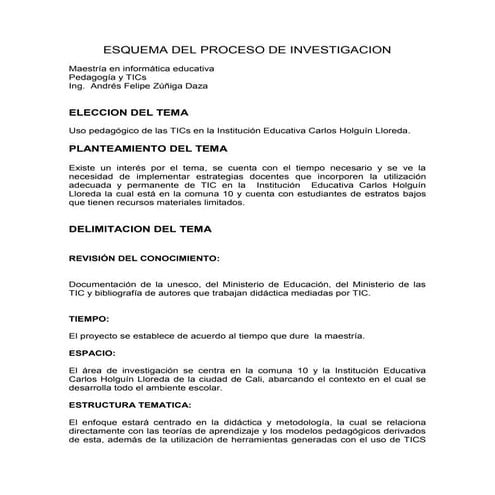 Esquema del proceso de investigacion I.E