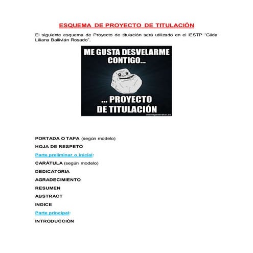 Esquema del Proyecto de titulación