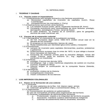 Esquema:  el imperialismo