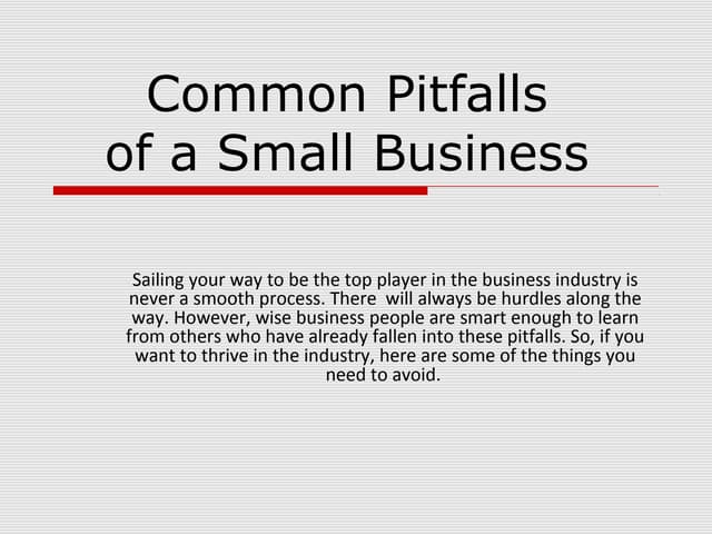 Common Pitfalls of a Small Business 