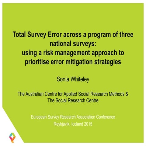 Total Survey Error across a program of three national surveys: using a risk m...