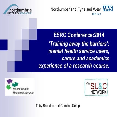 Training away the barriers: mental health service users’, carers’ and academi...