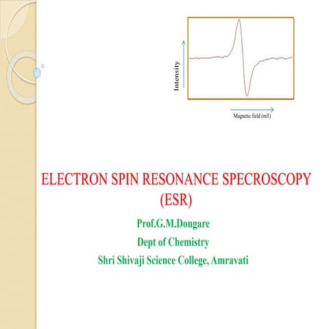 Electron Spin Resonance Spectroscopy (ESR) Or Pulse Electron Magnetic Resonan...