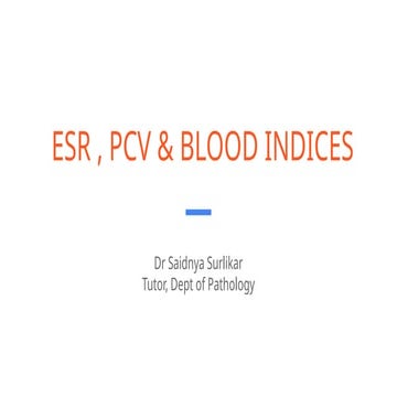 Erythrocyte sedimentation rate AND PCV. | PPT
