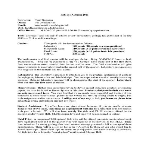 Ess101 syllabus au2011