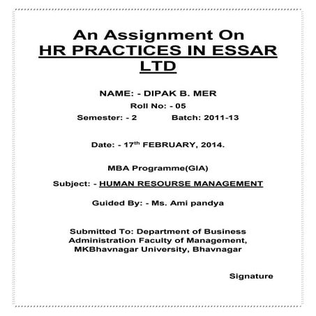 hr practices in Essar steel