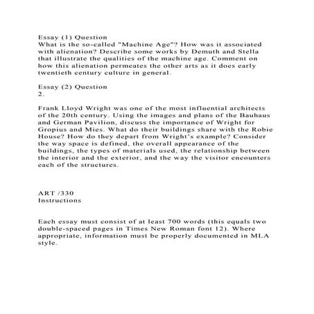 Essay (1) QuestionWhat is the so-called Machine Age How was it .docx