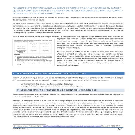 Comment améliorer la participation orale en classe?