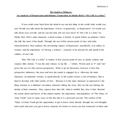 My Soul is a Witness: An Analysis of Depression and Human Connection in Sheli...