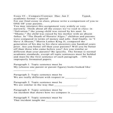 Essay #3 – CompareContrastDue Jan 2Typed, academic format + s.docx