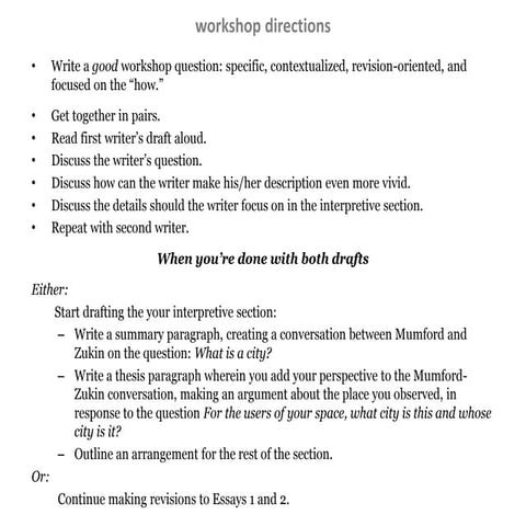 Essay 3 workshop directions