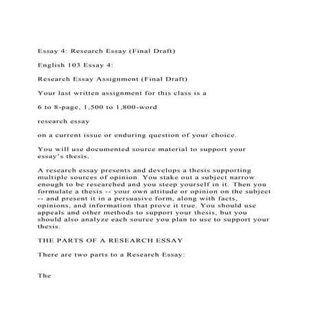 Essay 4 Research Essay (Final Draft)English 103 Essay 4 | DOCX