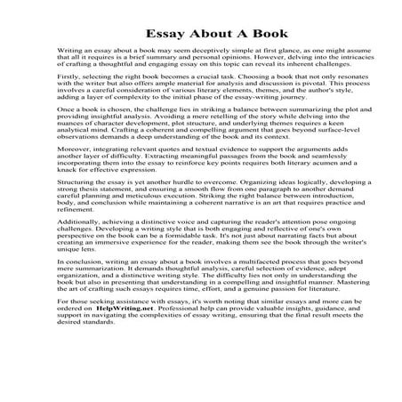 Essay About A Book | PDF