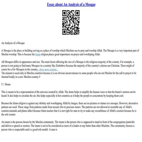 Essay About An Analysis Of A Mosque