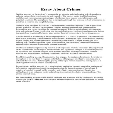 Essay About Crimes