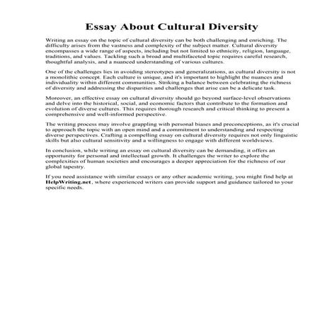 Essay About Cultural Diversity
