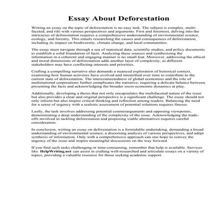 Essay About Deforestation