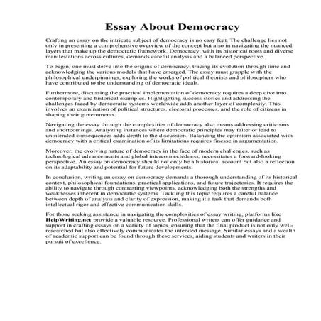 Essay About Democracy. The History of Democracy - Free Essay Example  PapersO...