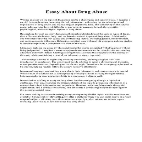 Essay About Drug Abuse. Santa Ana College | PDF