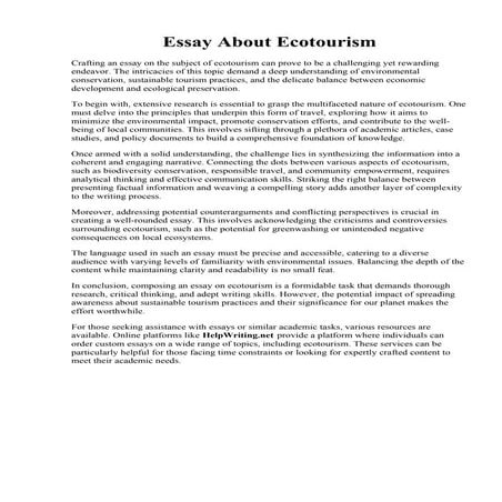 Essay About Ecotourism