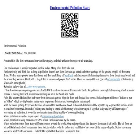 Essay About Environment Pdf