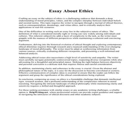 Essay About Ethics. Villanova University