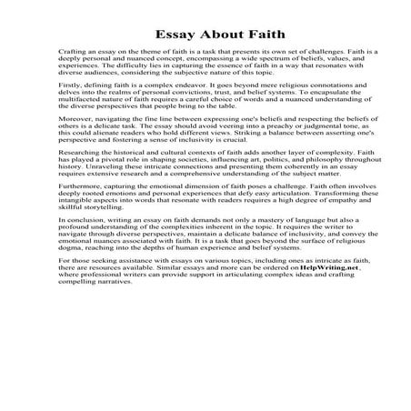 Essay About Faith.  Faith essay sample. Christian Faith. 2022-10-26