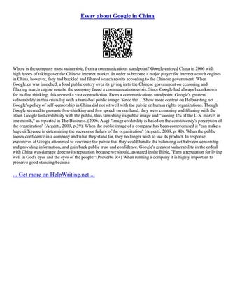 Essay About Google In China